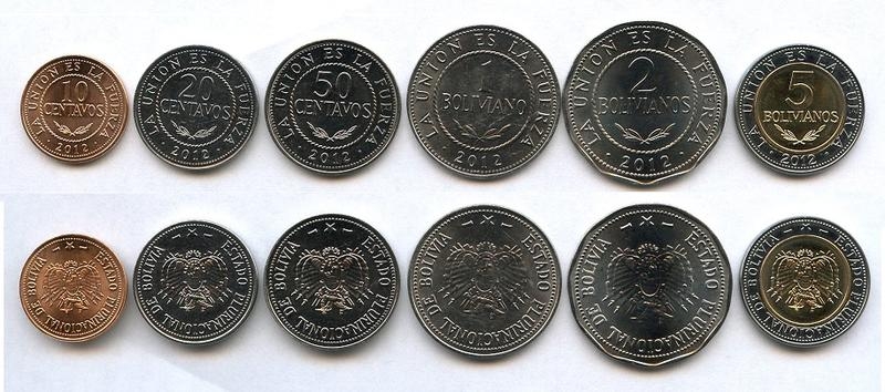 Набор монет Боливия. 2012-2017г. (UNC) (6 шт.)