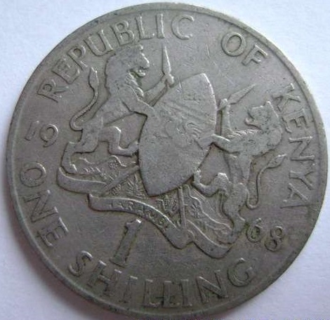 Монета 1 шиллинг. 1968г. Кения. (VF)