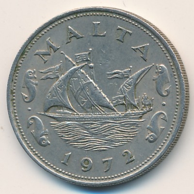 Монета 10 центов. 1972г. Мальта. Баржа великого магистра. (F)