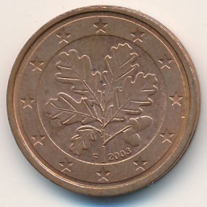 Монета 2 евроцента. 2003г. Германия. (F). (F)