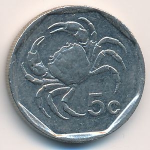 Монета 5 центов. 1998г. Краб. Мальта. (VF)