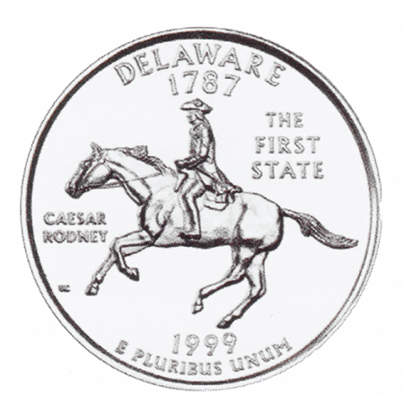 Монета квотер США. 1999г. (D). Delaware 1787. UNC