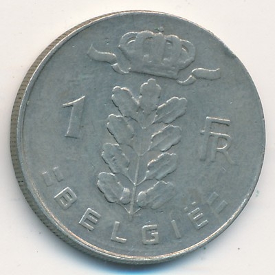 Монета 1 франк. 1971г. Бельгия. Надпись на голландском - 'BELGIË'. (F)