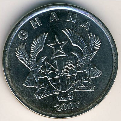 Монета 20 песев. 2007г. Гана. «Плоды какао». (F)