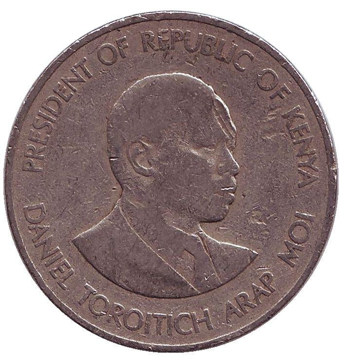 Монета 1 шиллинг. 1989г. Кения. (VF)