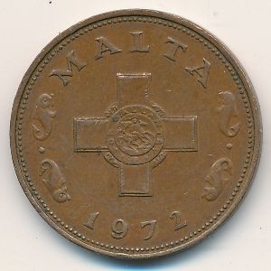 Монета 1 цент. 1972г. Мальта. (F)