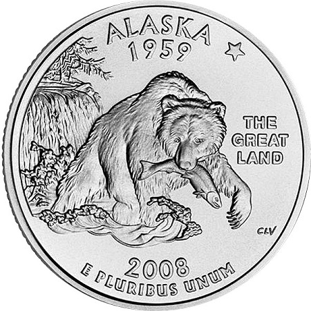 Монета квотер США. 2008г. (P). Alaska 1959. UNC