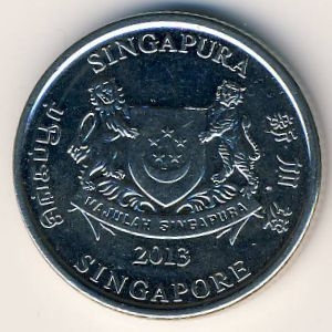 Монета 20 центов. 2013г. Сингапур. «Аэропорт Чанги». (F)