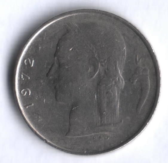 Монета 1 франк. 1972г. Бельгия. Надпись на голландском - 'BELGIË'. (F)