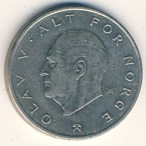 Монета 1 крона. 1976г. Норвегия. Корона. (F)