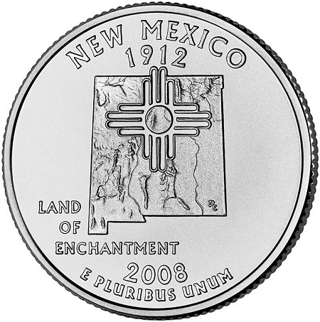 Монета квотер США. 2008г. (D). New-Mexico 1912. UNC