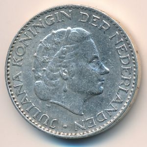 Монета 1 гульден. 1955г. Нидерланды. (F)