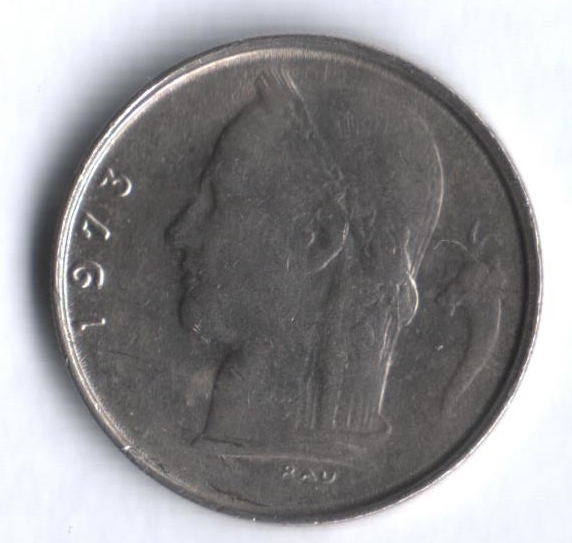 Монета 1 франк. 1973г. Бельгия. Надпись на голландском - 'BELGIË'. (F)