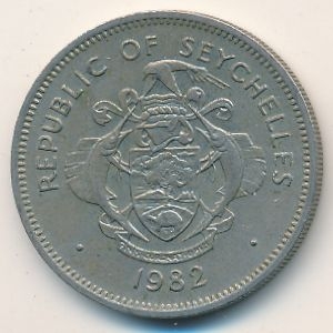Монета 1 рупия. 1982г. Сейшелы. Тритонов рог. (F)
