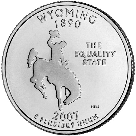 Монета квотер США. 2007г. (P). Wyoming 1890. UNC