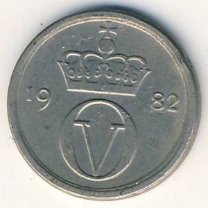 Монета 10 эре. 1982г. Норвегия. (F)