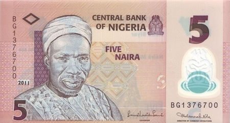 Банкнота 5 найр. 2011г. Нигерия. (Пресс)
