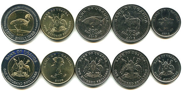 Набор монет Уганда. 2012-2015г. (UNC) (5 шт.)