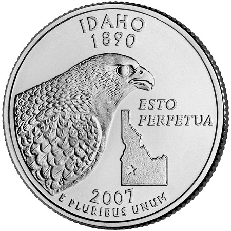 Монета квотер США. 2007г. (P). Idaho 1890. UNC