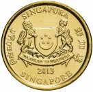 Монета 5 центов. 2013г. Сингапур. (UNC)