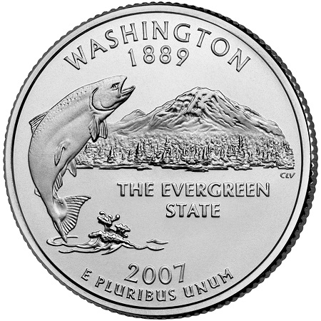 Монета квотер США. 2007г. (D). Washington 1889. UNC