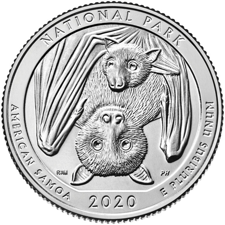 Монета квотер США. 2020г. (D). № 51 Национальный парк Американского Самоа. UNC