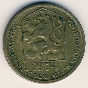 Монета 20 геллеров. 1974г. Чехословакия. (F)