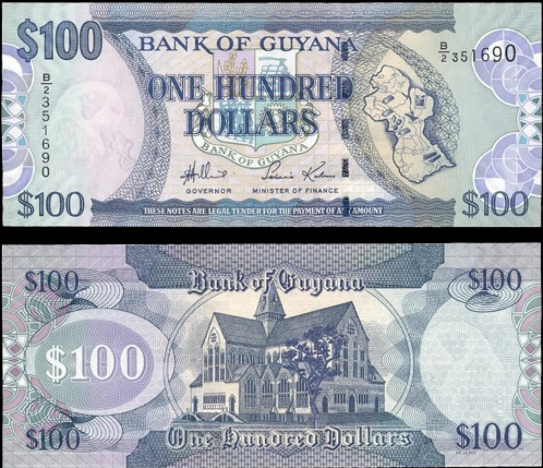 Банкнота 100 долларов. 2006г. Гайана. (Пресс)