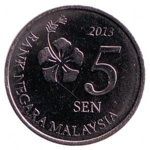 Монета 5 сен. 2013г. Малайзия. (F)