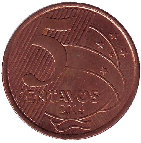 Монета 5 сентаво. 2014г. Бразилия. Тирадентис. (F)