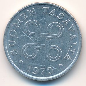 Монета 1 пенни. 1970г. Финляндия. (F)