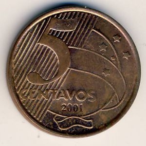 Монета 5 сентаво. 2001г. Бразилия. Тирадентис. (F)