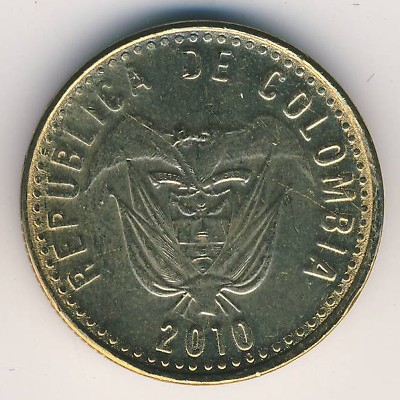 Монета 100 песо. 2010г. Колумбия. (F)