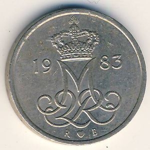 Монета 10 эре. 1983г. Дания. R;B (F)