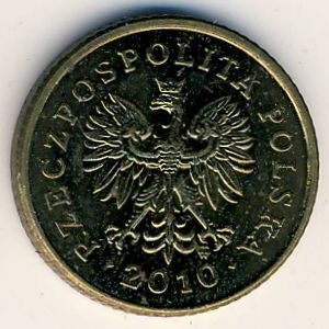 Монета 1 грош. 2010г. Польша. Дубовые листья. (F)