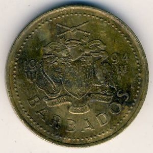 Монета 5 центов. 1994г. Барбадос. Маяк. (F)