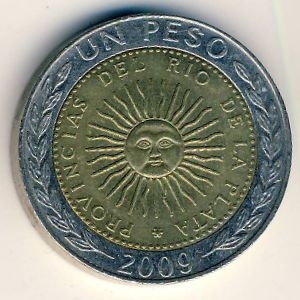 Монета 1 песо. 2009г. Аргентина. (F)
