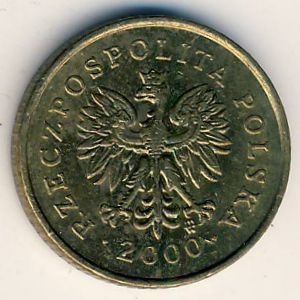 Монета 1 грош. 2000г. Польша. Дубовые листья. (F)