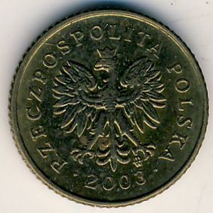 Монета 1 грош. 2003г. Польша. Дубовые листья. (F)