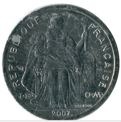 Монета 1 франк. 2007г. Французская Полинезия. (F)