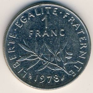 Монета 1 франк. 1978г. Франция. (F)