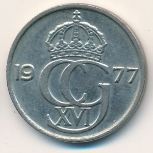 Монета 50 эре. 1977г. Швеция. (F)
