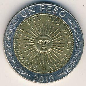 Монета 1 песо. 2010г. Аргентина. (F)