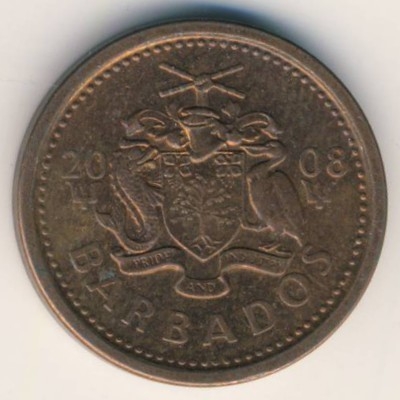 Монета 1 цент. 2008г. Барбадос. (F)
