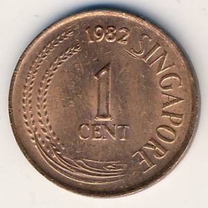 Монета 1 цент. 1982г. Сингапур. (F)
