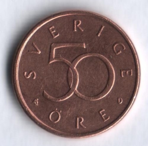 Монета 50 эре. 2008г. Швеция. (F)
