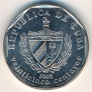 Монета 25 сентаво. 2002г. Куба. Достопримечательности города Тринидад. (F)