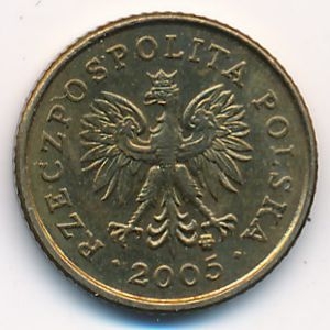 Монета 1 грош. 2005г. Польша. Дубовые листья. (F)