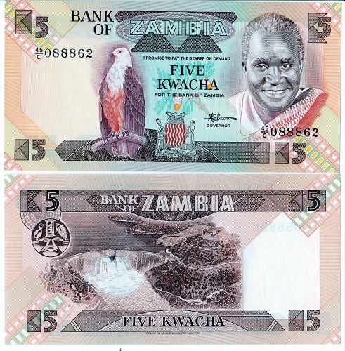 Банкнота 5 квача. Замбия. (Пресс)