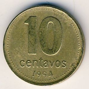 Монета 10 сентаво. 1994г. Аргентина. (F)